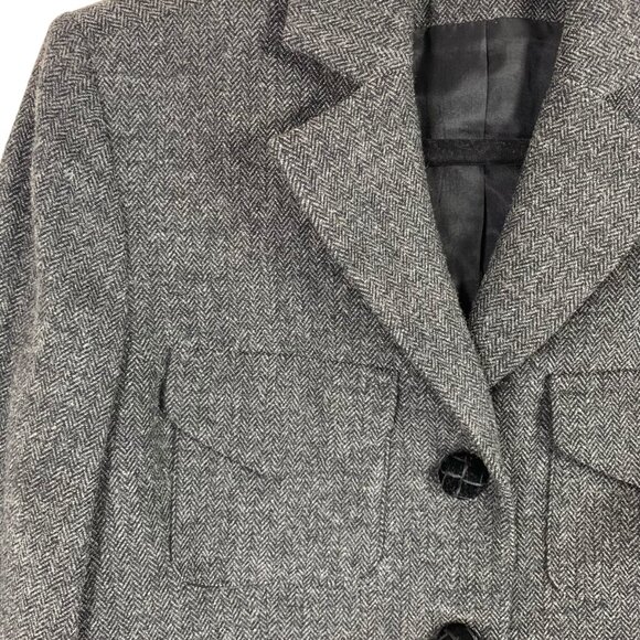 Tristan & Iseut blazer jacket wool blend- rayon grey  tweed size small - Picture 10 of 16